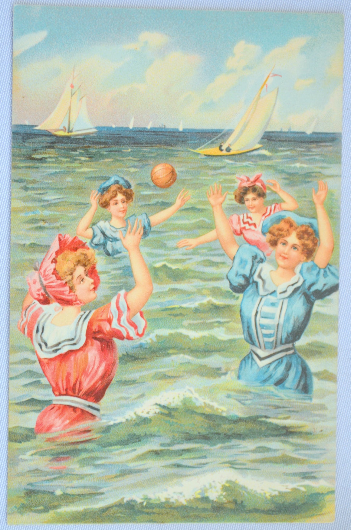 Beach Girls Postcard Art Nouveau Ladies Swimming