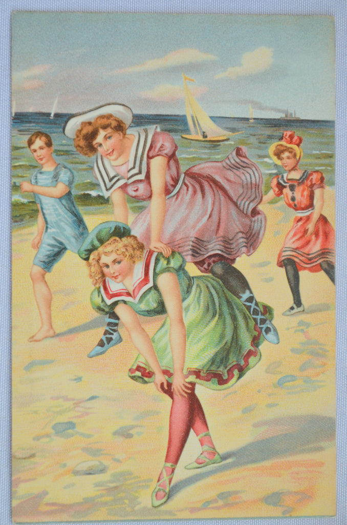 art nouveau beach postcard
