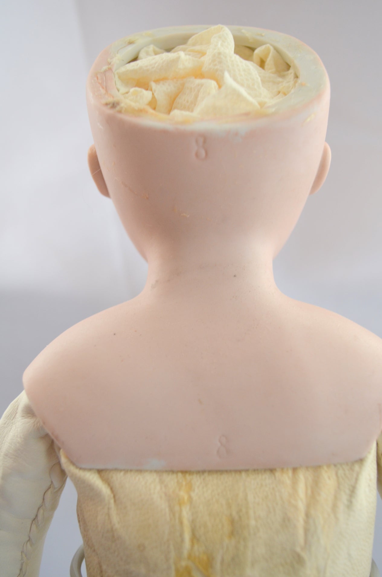 Early JDK Kestner Pouty Face Bisque Shoulder Head Doll Marked 8