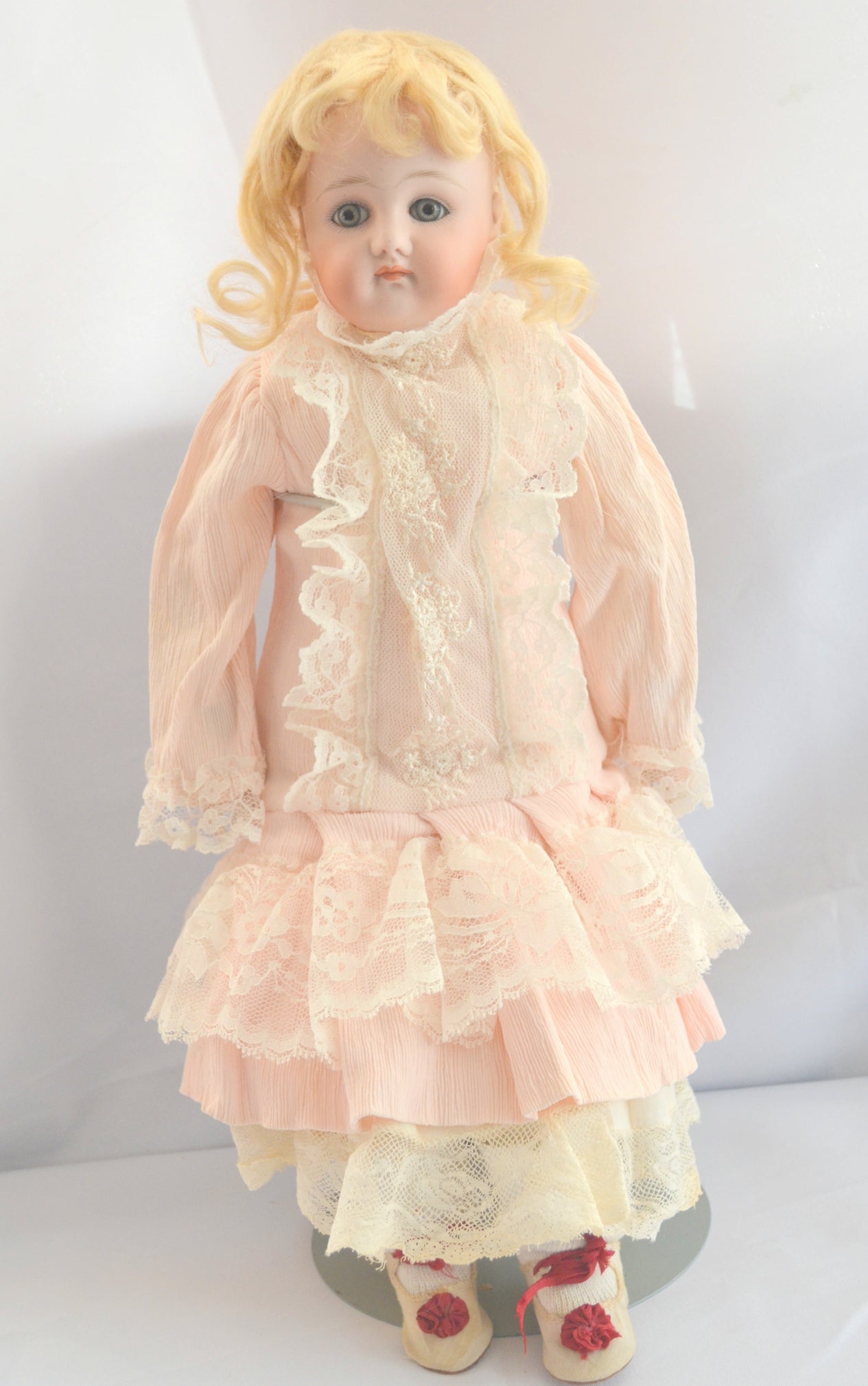 Early JDK Kestner Pouty Face Bisque Shoulder Head Doll Marked 8