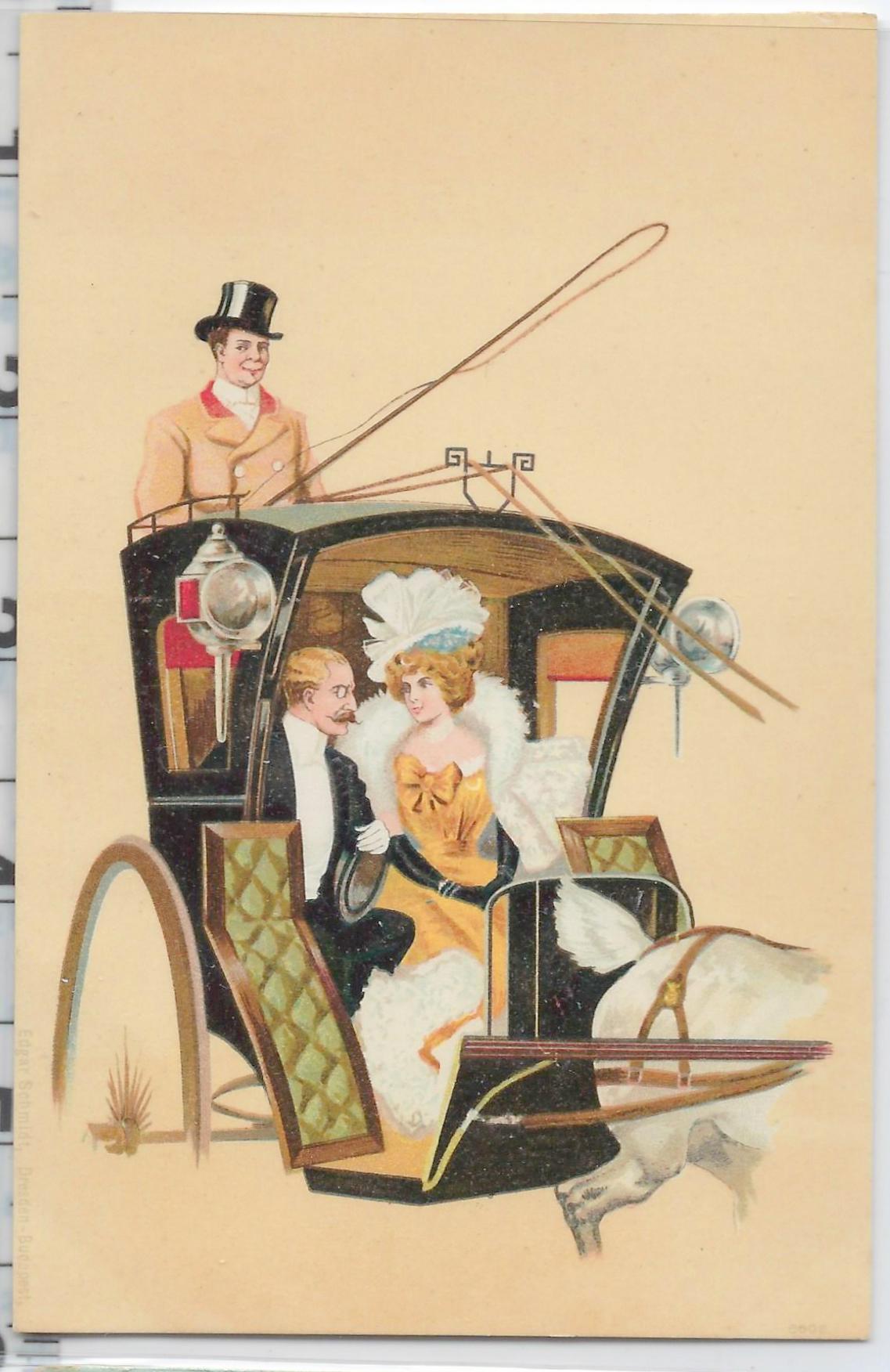 Artist Postcard Edgar Schmidt Dresden Couple in Carriage