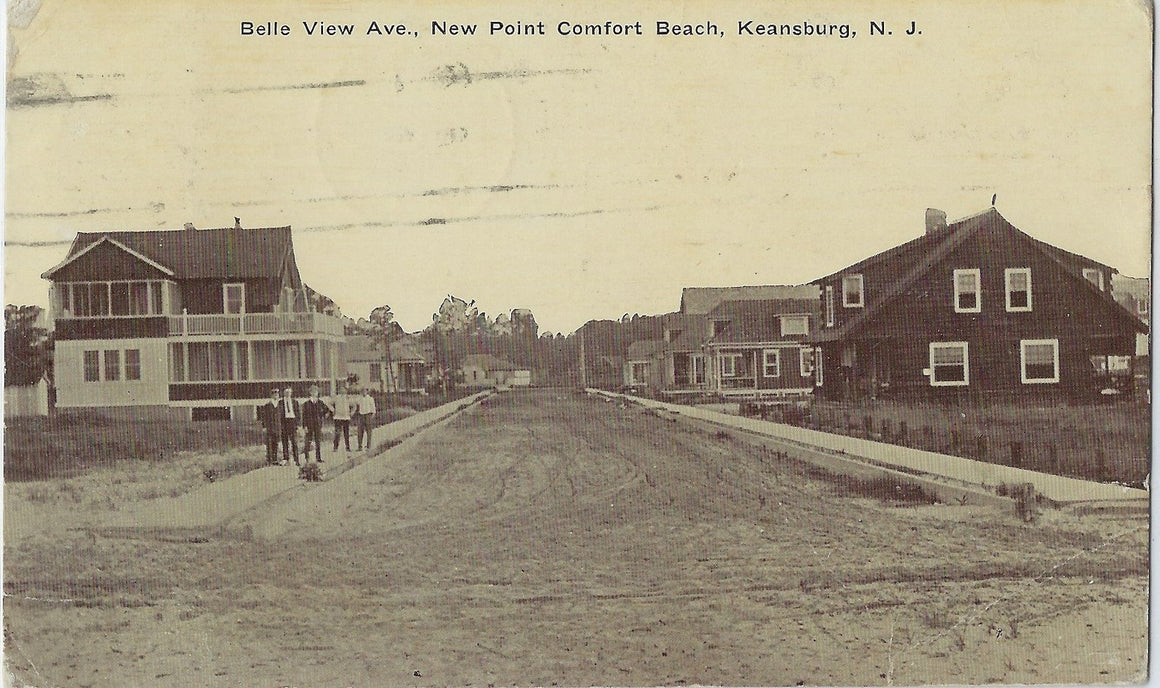 Postcard Places in USA Men With Houses on Street Bell View Ave New Point Comfort Beach Keansburg New Jersey NJ 1915