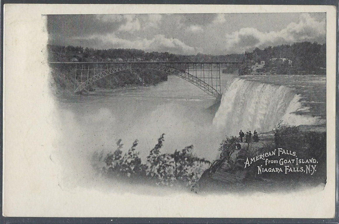 1900s Niagara Falls Postcard American Falls From Goat Island B &W Image Early Undivided Back NY View
