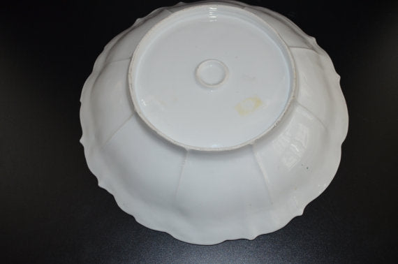 RS Prussia Porcelain Bowl Teal Rim Mold 32 Floral Pattern