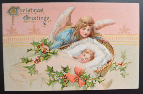 Christmas Postcard Angel Sleeping Baby Tuck Series 102