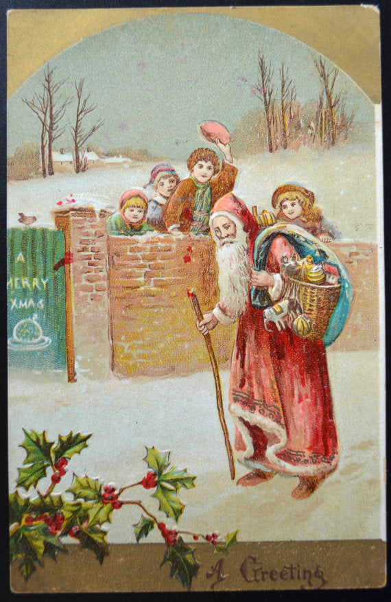 Christmas Postcard Santa Claus Maroon Robe Post Card Series 2045