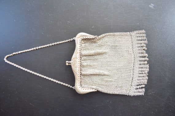 Small Leather and German Silver Evening Purse For Sale at 1stDibs