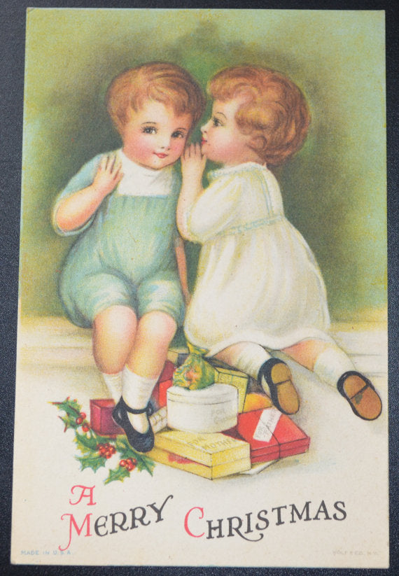 Christmas Postcard Artist Ellen Clapsaddle Wolf Publishing Little Children