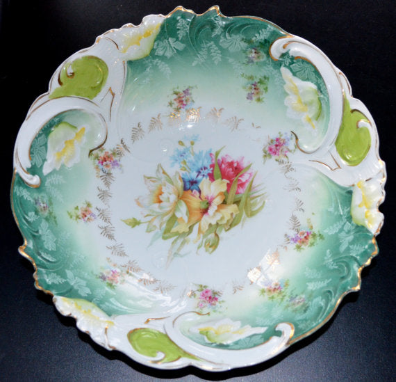 RS Prussia Porcelain Salad Bowl Mold RS 29 Decor HI1 Art Nouveau Period Cottage Chic Decor