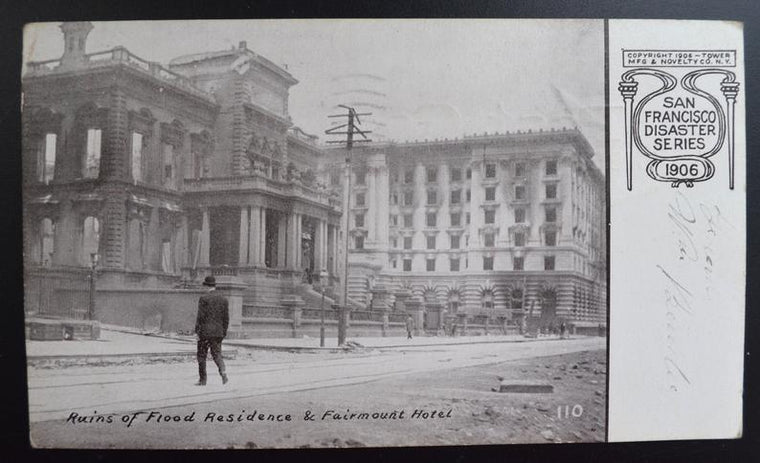 Real Picture Postcard San Francisco California 1906 Disaster Series Fairmount Hotel Flood Ruins Earthquake Damage