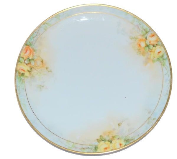 Thomas Sevres Porcelain Cabinet Plate Hand Painted Tea Rose Signed Darling