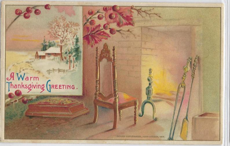 Thanksgiving Postcard John Winsch Publishing Home & Hearth Scene