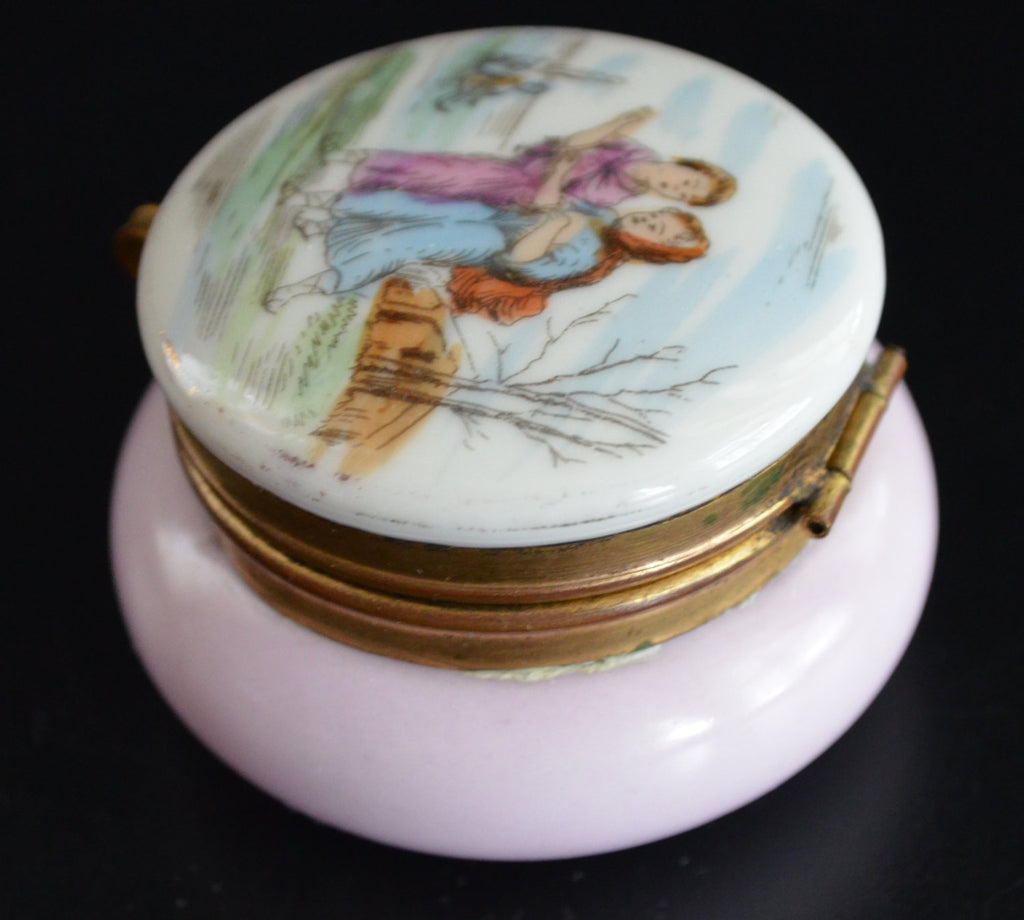 French Porcelain Patch Box Miniature Trinket Jar