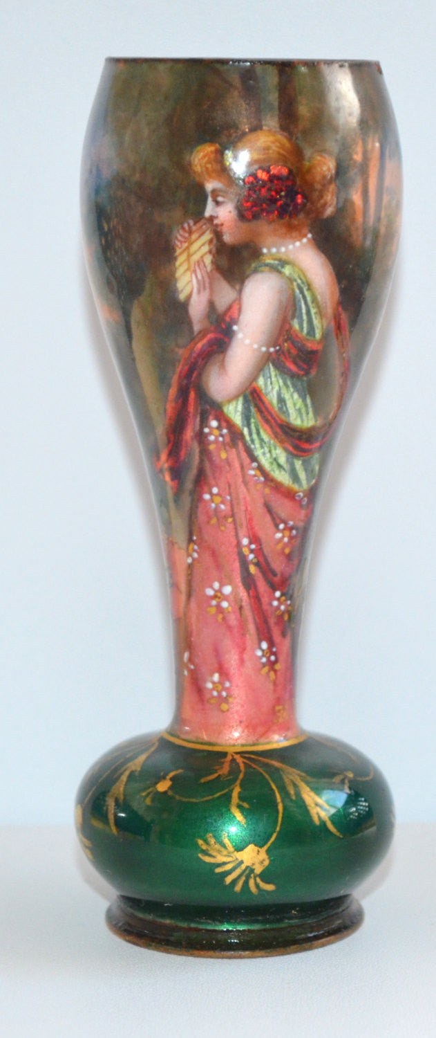 enamel copper portrait vase