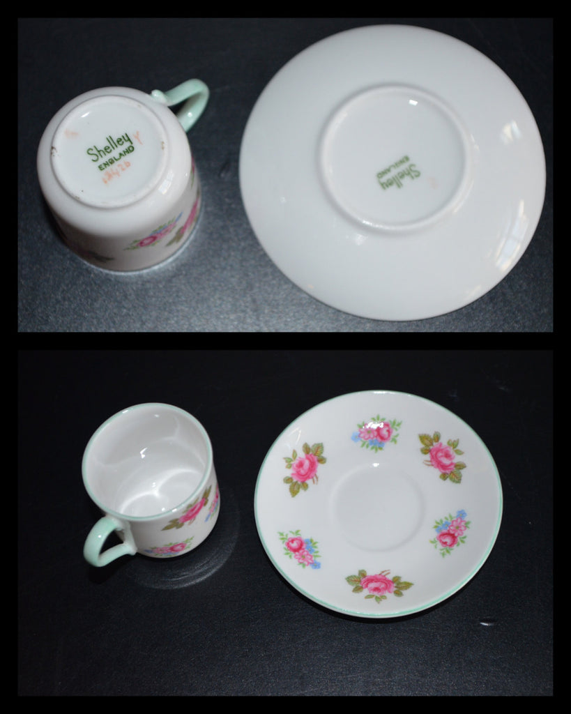 Miniature Demitasse SHELLEY English Cup Saucer Rosebuds Pattern 13426