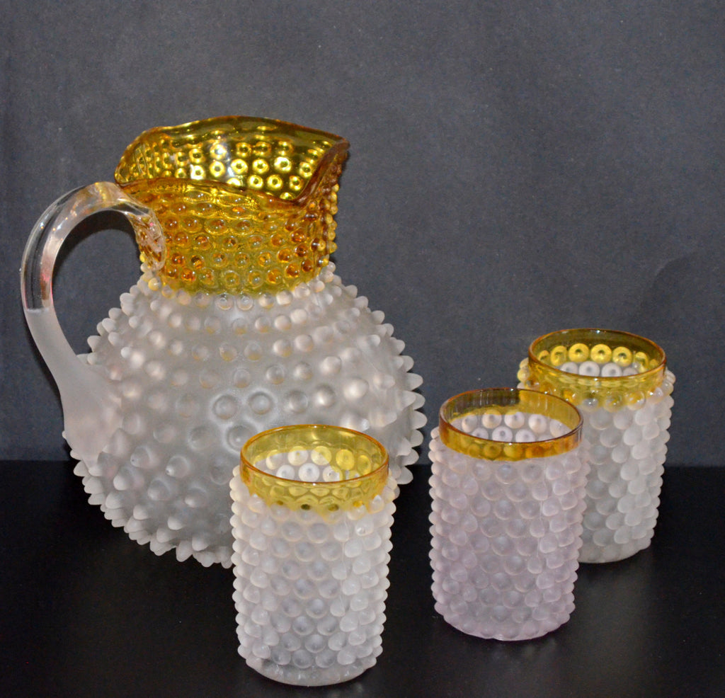 hobbs frances ware glass pitcher tumbler set