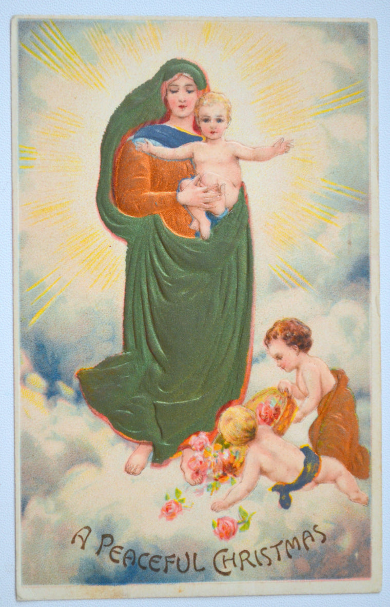 silk applied christmas postcard baby jesus