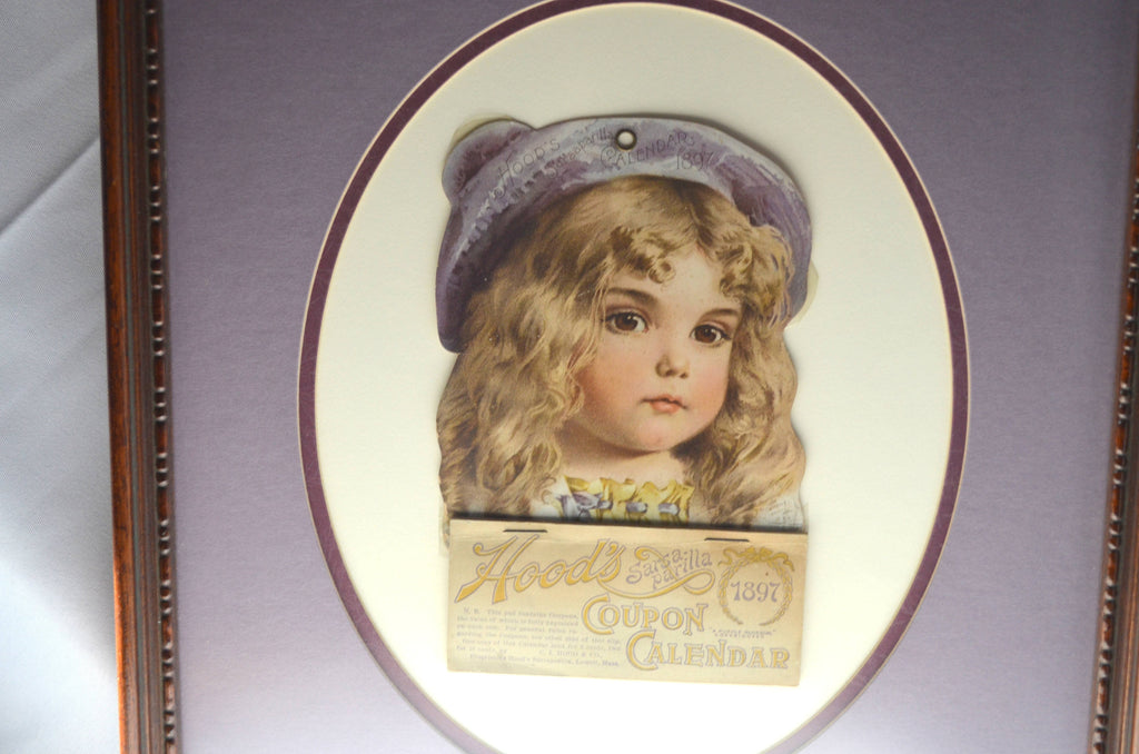 Hood's Sarsaparilla Calendar Little Girl Framed 1897 Advertising