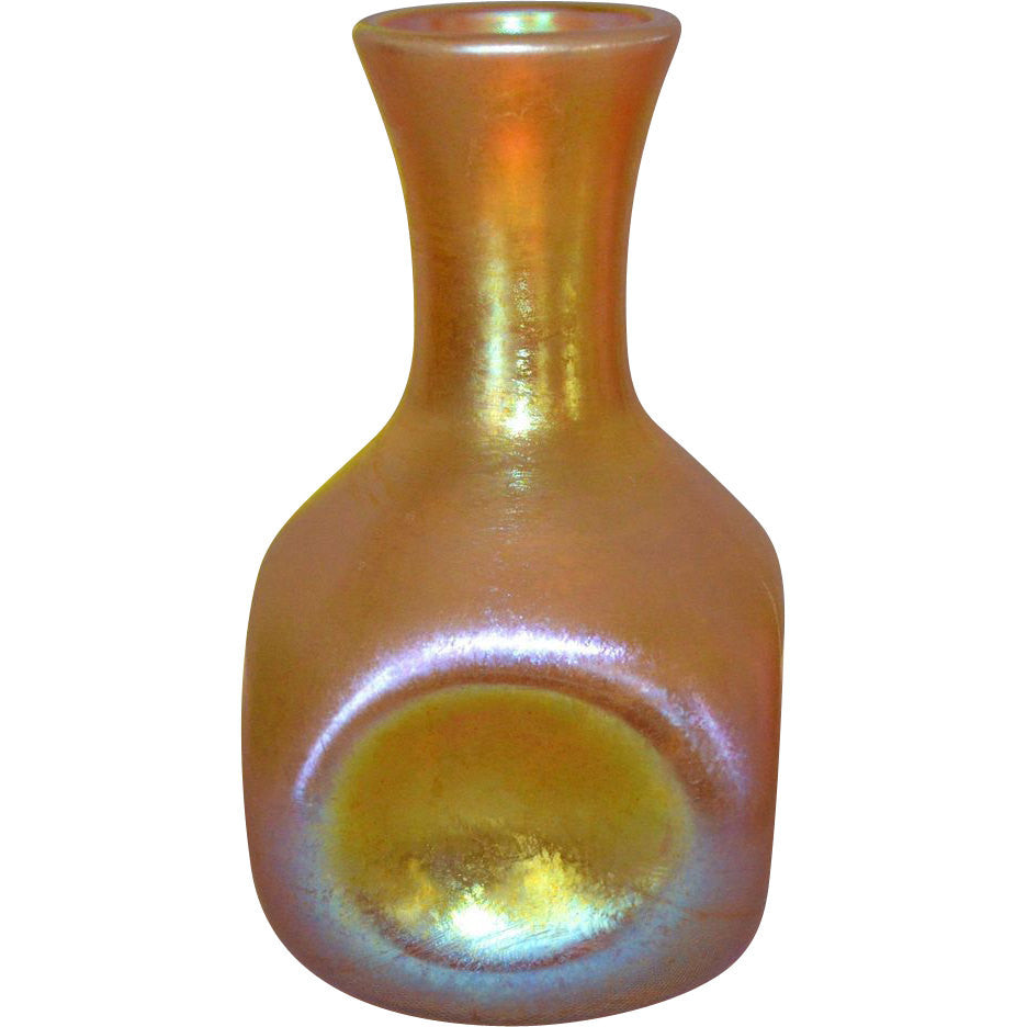 Loetz Decanter Vase Candia Silberiris Pattern Austrian Iridescent Art Glass 7.5" T.