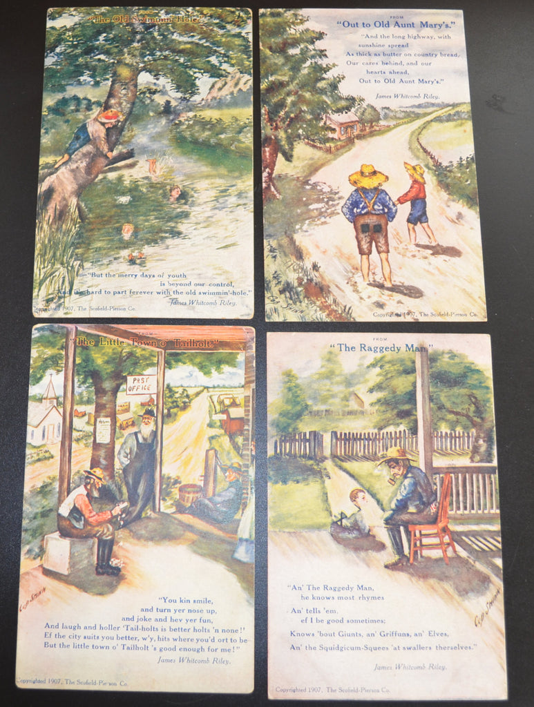 Cobb Shinn Postcard set Riley's Poems Four Cards