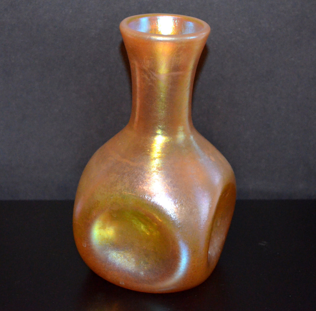 Loetz Decanter Vase Candia Silberiris Pattern Austrian Iridescent Art Glass 7.5" T.