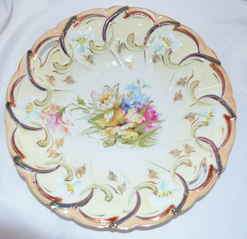 Antique Art Nouveau RS Prussia Porcelain Cake Plate Mold 40 Tiffany Finish