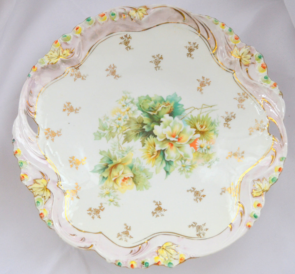 Prussia Porcelain Cake Plate Rosebud Mold