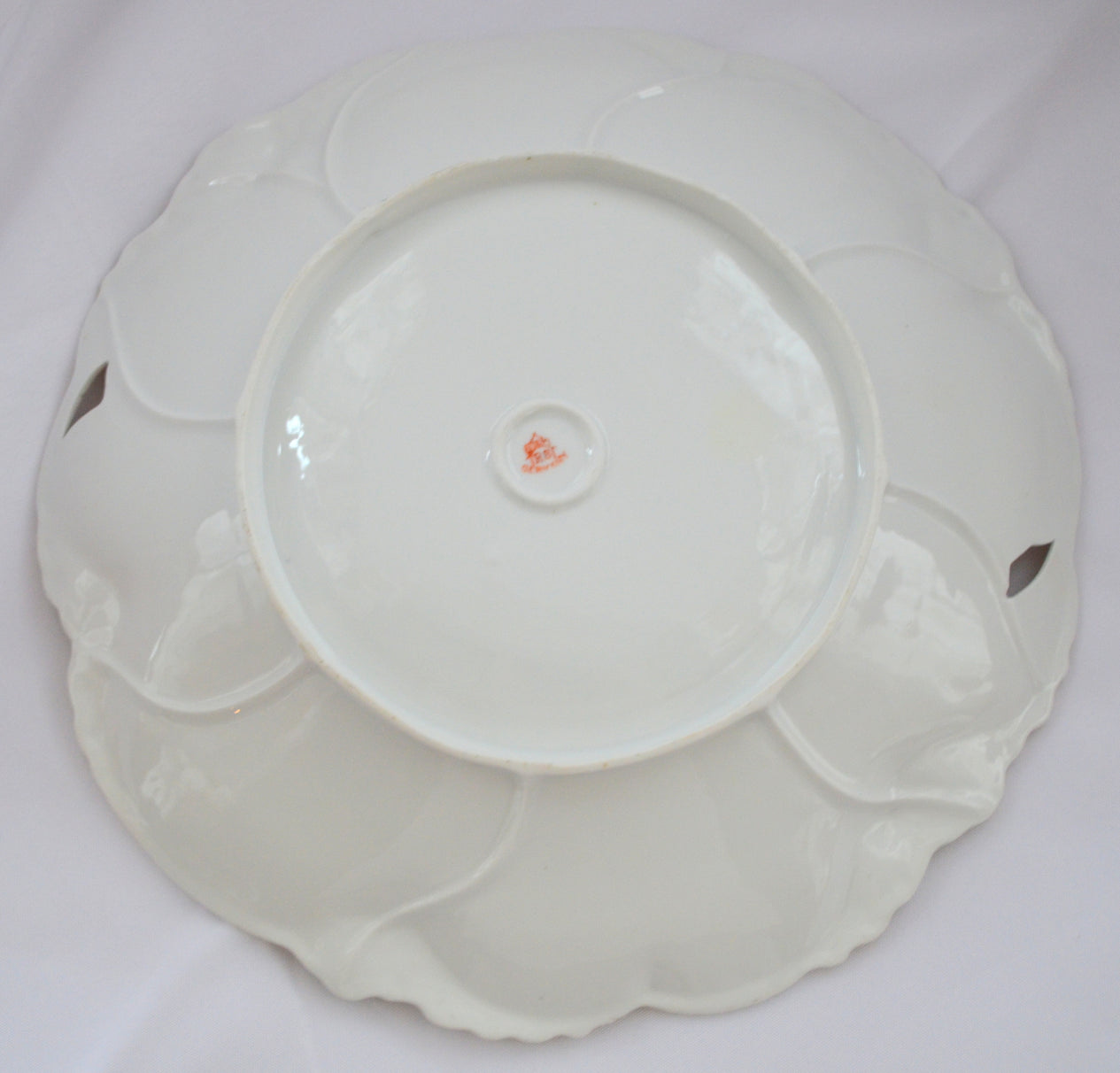 Prussia Porcelain Cake Plate Rosebud Mold with Yellow Roses