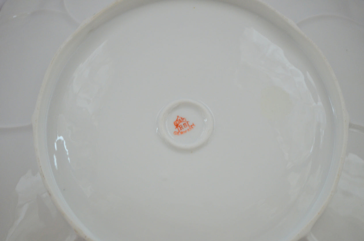 Prussia Porcelain Cake Plate Rosebud Mold with Yellow Roses