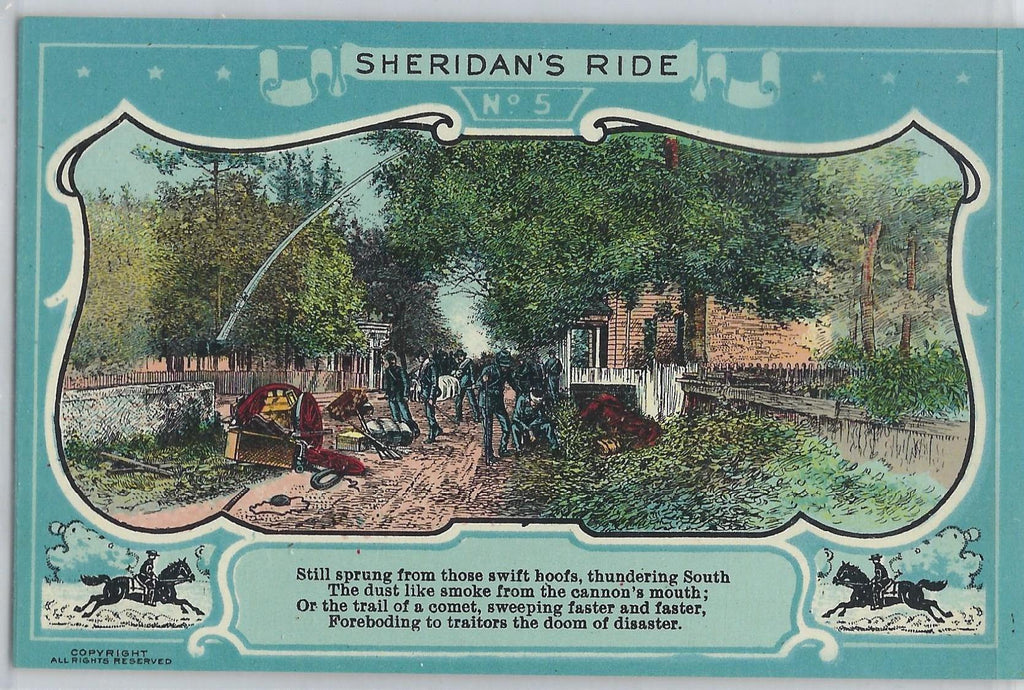 Patriotic Postcard Sheridan's Ride Series No 5 Union General Civil War Card