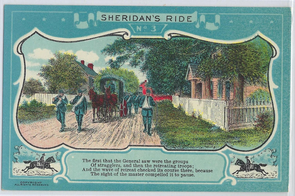 Patriotic Postcard Sheridan's Ride Series No 3 Union General Civil War Card