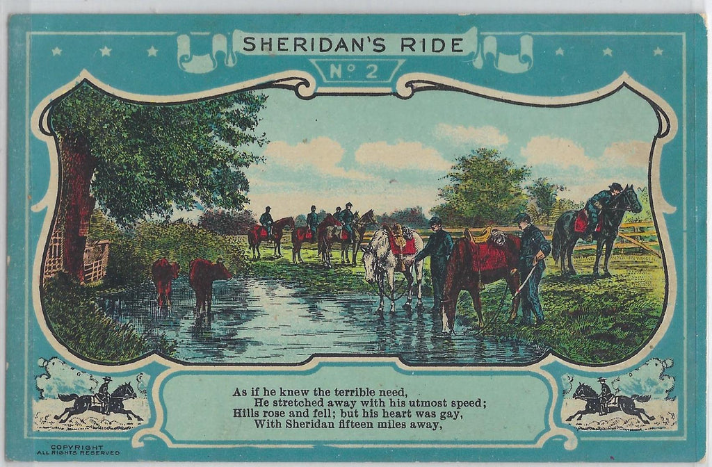 Patriotic Postcard Sheridan's Ride Series No 2 Union General Civil War Card