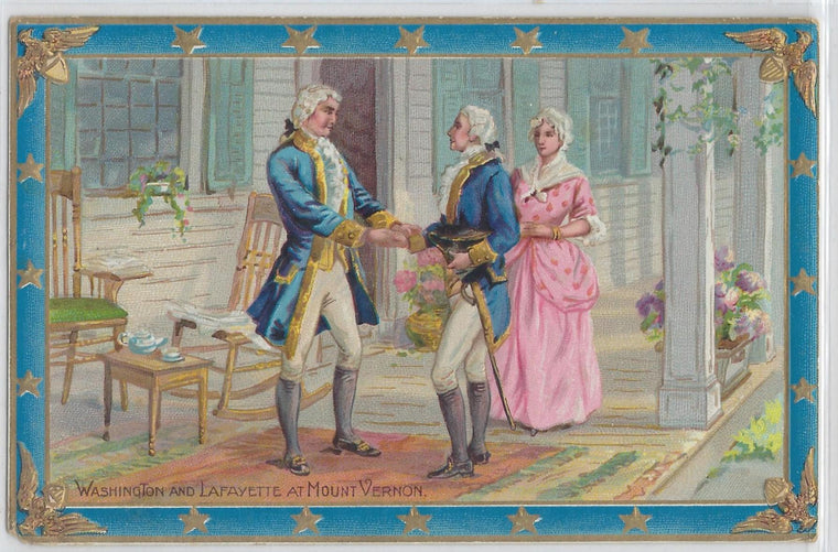 Patriotic Postcard Embossed Card Washington & Lafayette at Mount Vernon Raphael Tuck Series 171