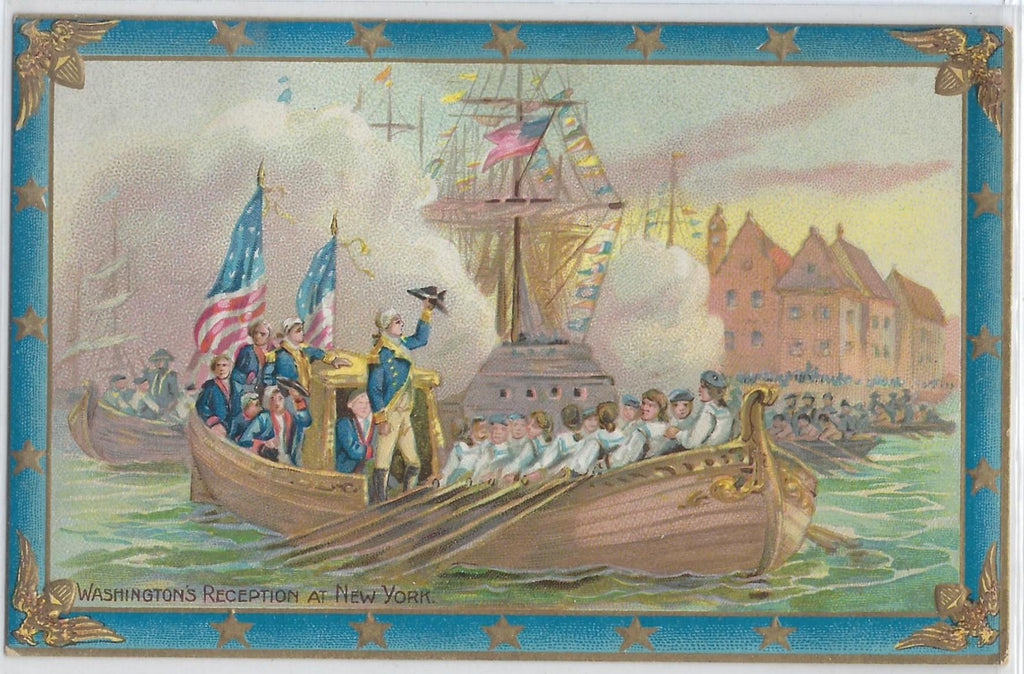 Patriotic Postcard Embossed Card Washington Reception in New York Raphael Tuck Series 171