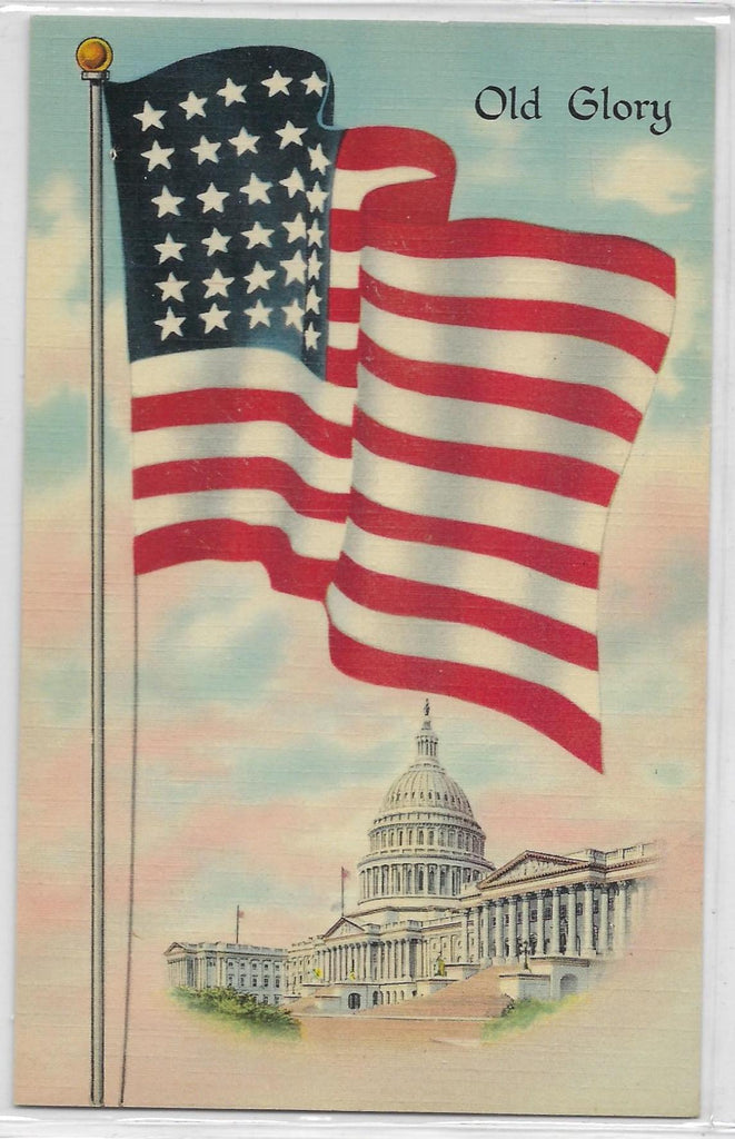 Patriotic Postcard American Flag Series Old Glory  Linen Period Card