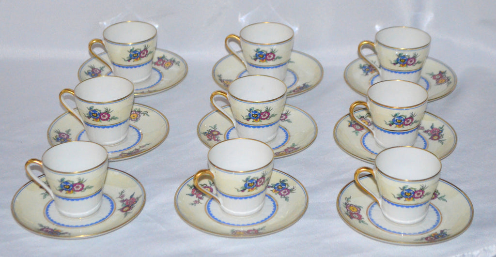 LIMOGES Porcelain Demitasse Cup Saucer Set C. Ahrenfeldt 18 Pc Teacup Service