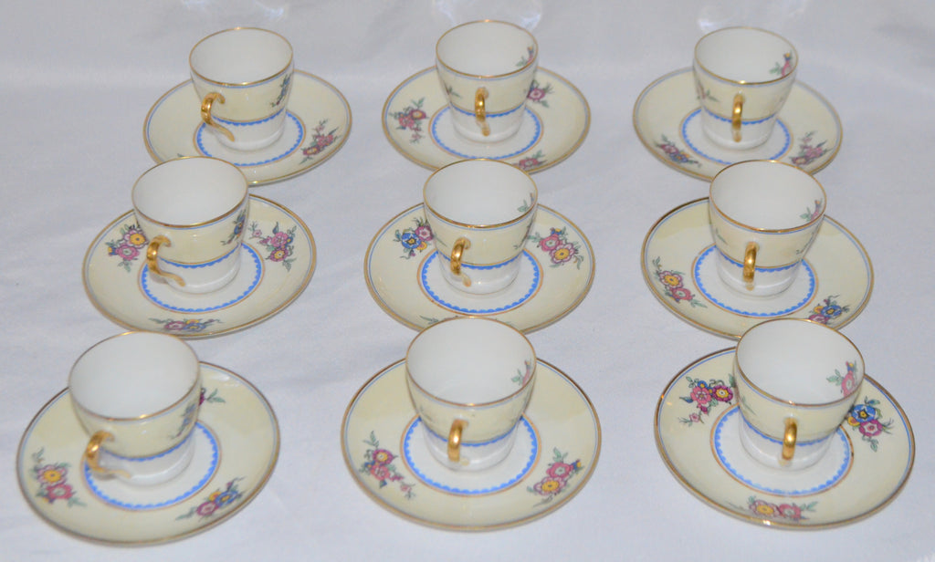 LIMOGES Porcelain Demitasse Cup Saucer Set C. Ahrenfeldt 18 Pc Teacup Service