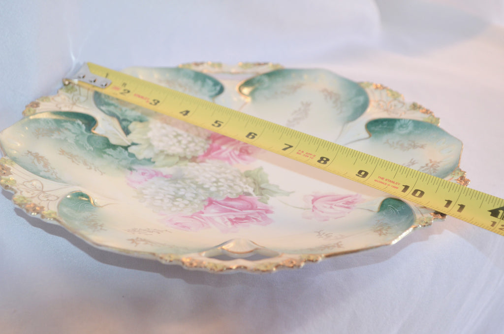 Prussia Porcelain Reticulated Cake Plate Point Clover Mold 82 Roses Snowball FD31a Pattern