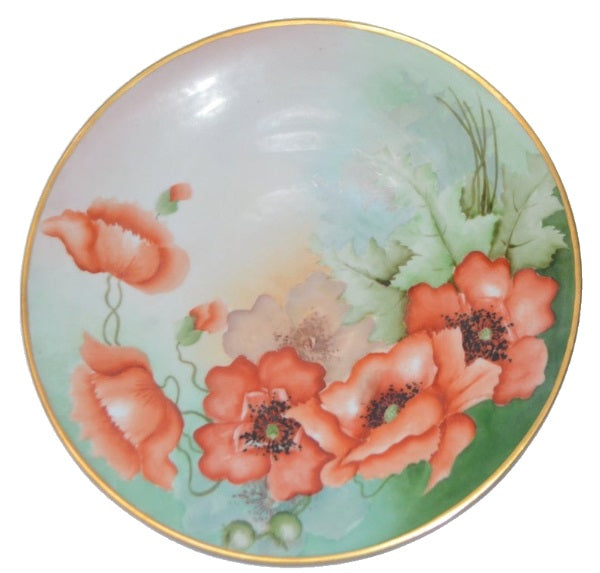 Hand Painted Porcelain Charger California Poppies Pattern
