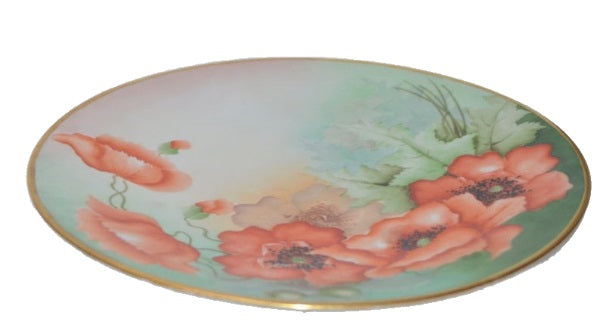 Hand Painted Porcelain Charger California Poppies Pattern