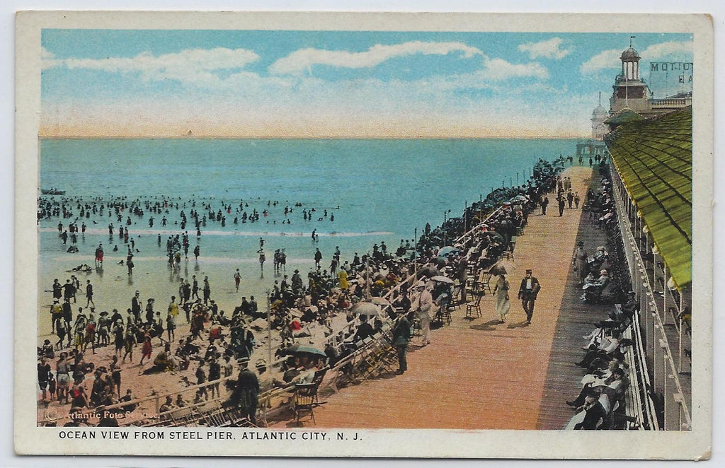 Atlantic City  NJ Ocean View From Steel Peer C. 1916 Postcard