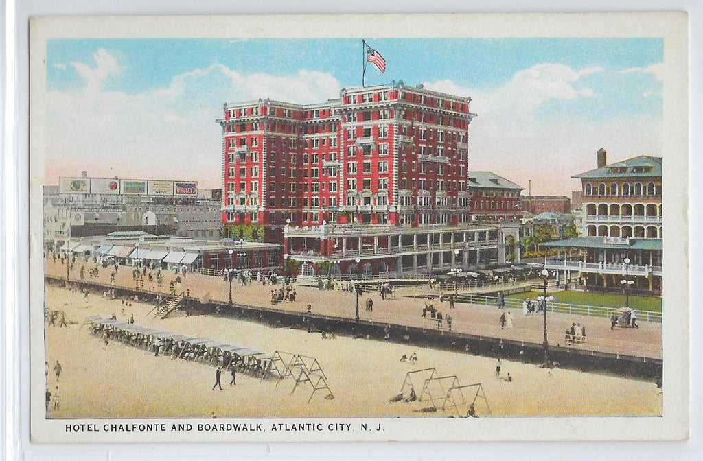 Atlantic City Hotel Chalfonte & Boardwalk C. 1916 Postcard