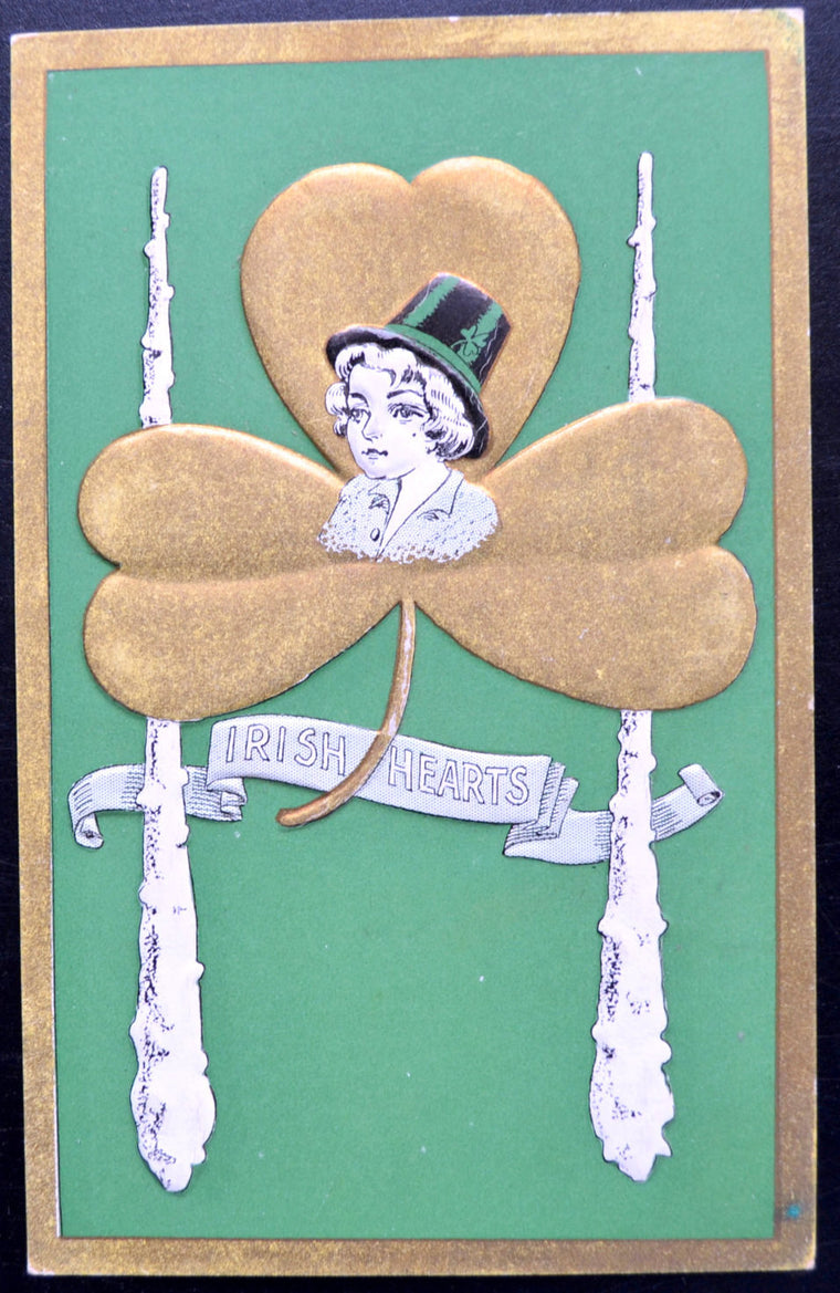 St Patrick's Day Postcard Irish Hearts