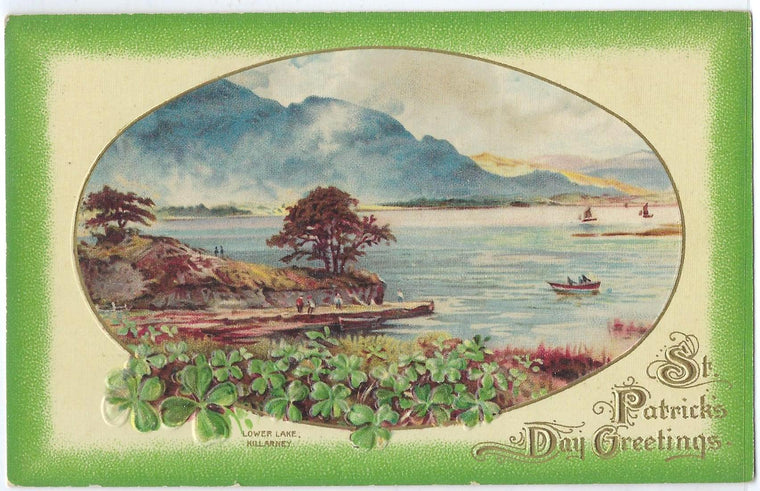 St Patrick's Day Postcard Embossed Card Lower Lake Killarney John Winsch Publishing