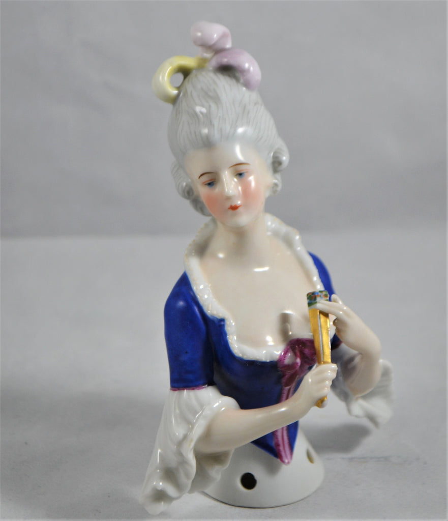 Rare Goebel Half Doll Marie Antoinette Holding Fan 5"