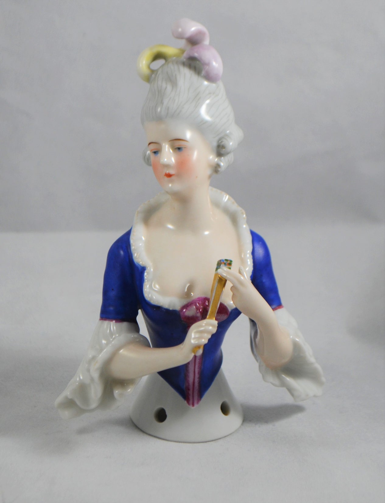 Rare Goebel Half Doll Marie Antoinette Holding Fan 5"