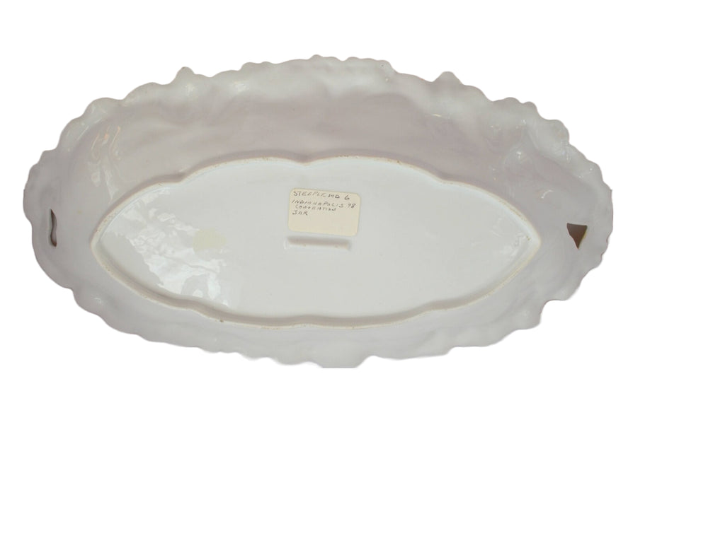 RS Prussia Porcelain Tray Double Handle Carnation Mold 28 13"