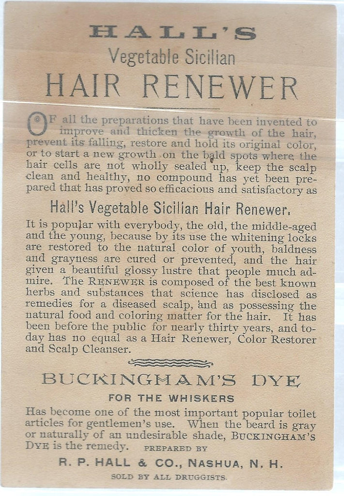 Hall's Hair Renewer Victorian Trade Card