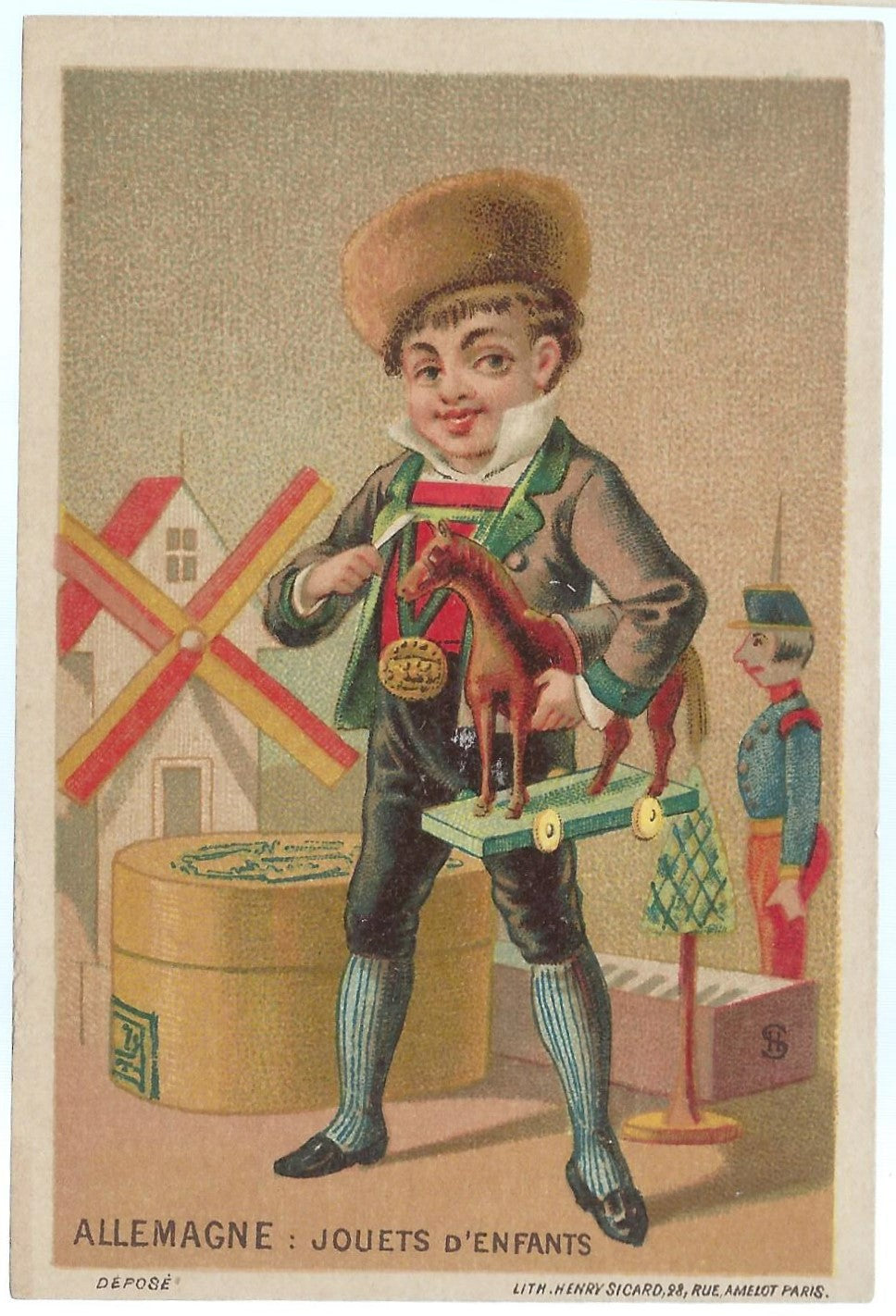 Advertising Trade Card Queen's Table Syrup George Boyd & Sons Allemagne French Boy Holding Toy