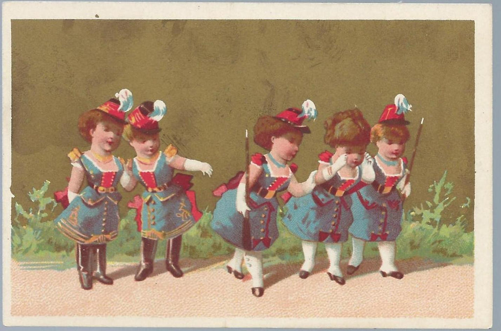 Advertising Trade Card Sample Set Children Playing as Soldiers